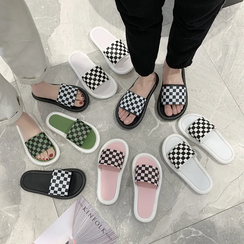 Летние женские сандалии без застежки на плоской подошве обувь для влюбленных пар