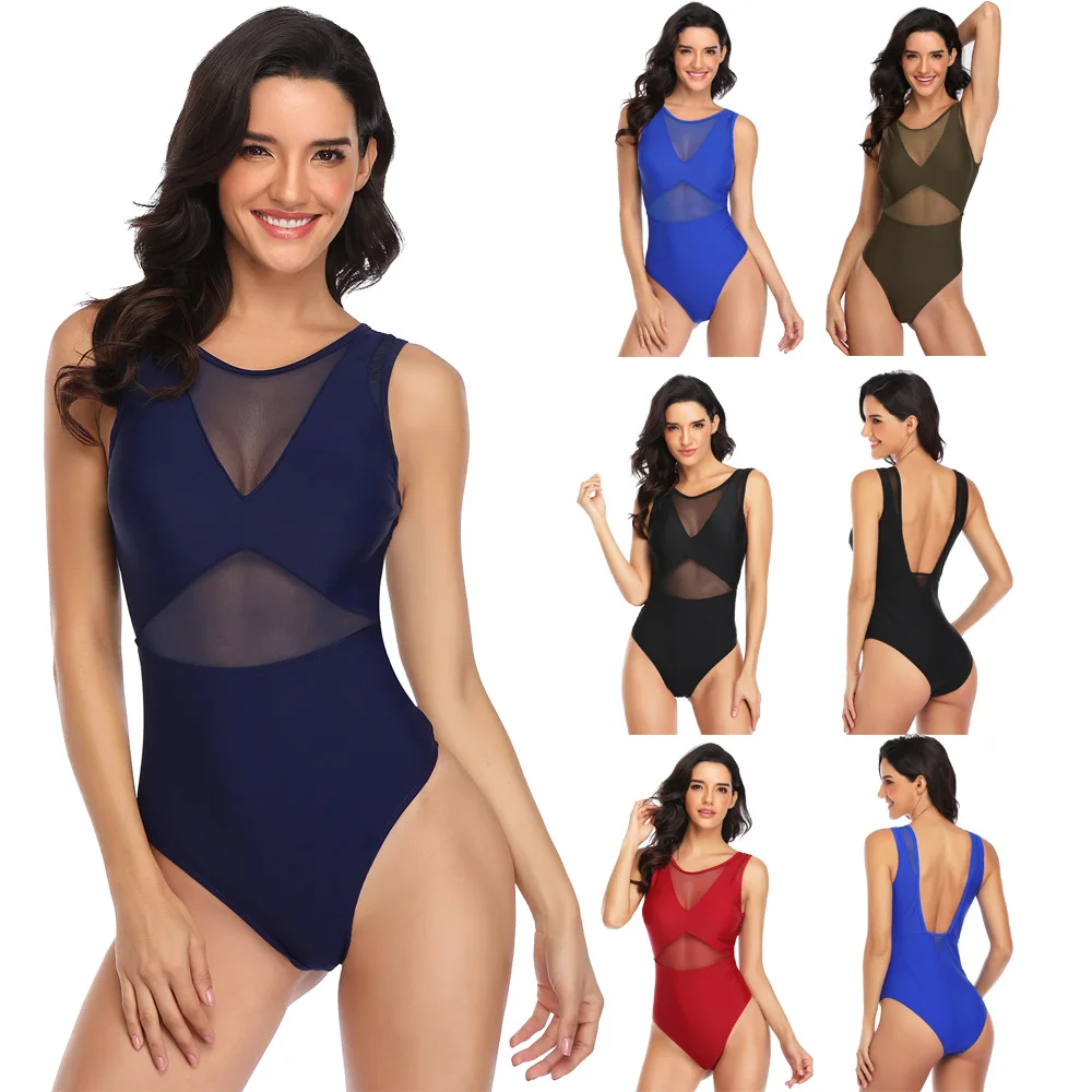 

Sexy One-pieces Swimsuit Push Up Swimwear Patchwork Mesh Backless Swimwear Beach Monokini Ladies Bathing Suit Bodysuit