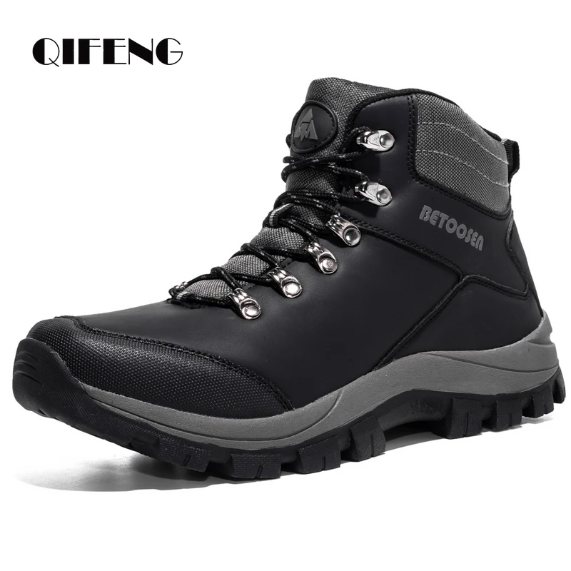 

Зимние мужские водонепроницаемые ботильоны, повседневная обувь для дождя, черная Роскошная уличная нескользящая обувь, высокие ботинки на ...