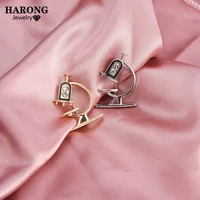 harong new microscope medical enamel metal pin brooches for nurse chemistry teacher crystal badge lapel pins jewelry accessories