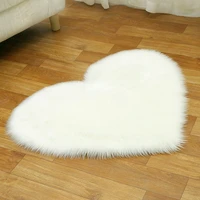 artificial wool sheepskin baby room bedroom soft area mat long hairy shaggy no lint carpet love heart shape fur rugs
