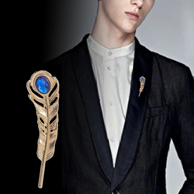 

Hot Unisex Jewelry For Men Women Tribe Metal Feather Shape Brooches Pin Clip