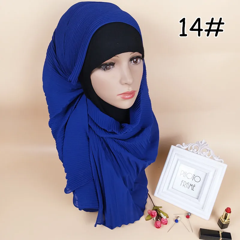 Шаль-тюрбан Женская плиссированная шифоновый хиджаб со складками длинный шарф