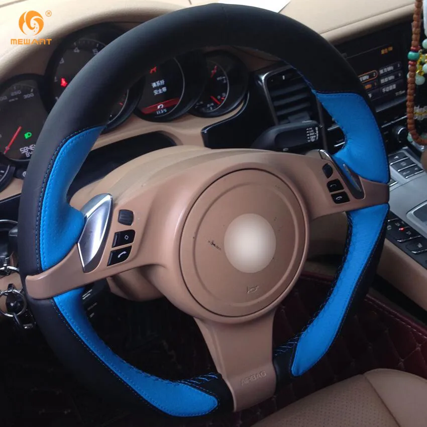MEWANT светильник синий черный кожаный чехол рулевого колеса автомобиля для Porsche