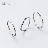 modian vintage 3 color zircon serpentine ring for women authentic 925 sterling silver open adjustable finger ring fine jewelry