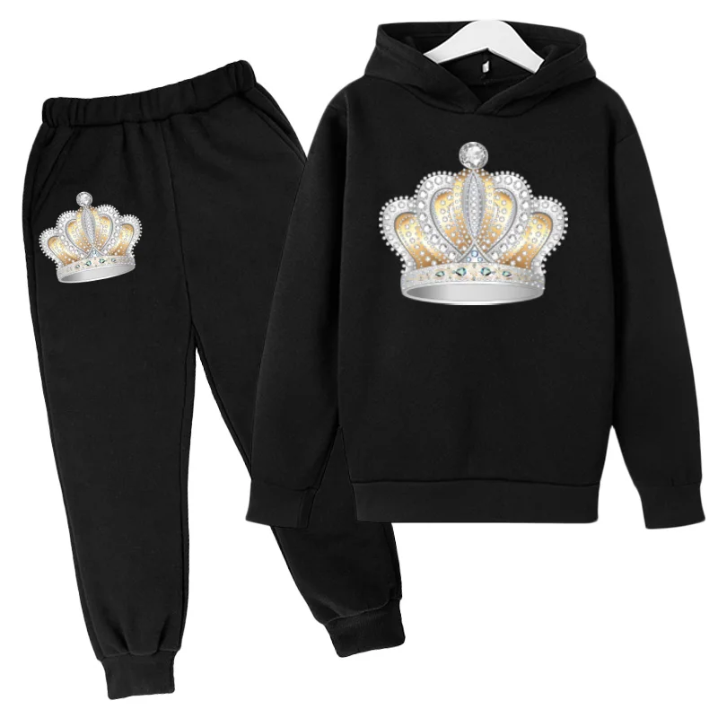 

Crown King Queen Princess Clothes Cartoon Hoodi Childrens Clothing Boys Hoodie Autumn Girls Kids Gift Sweatshirt Casual Costume