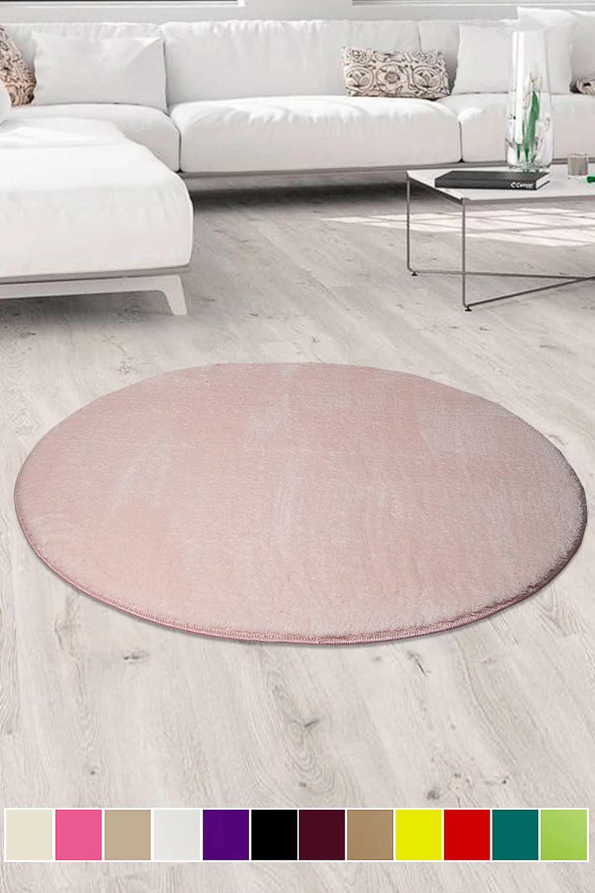 

Bonny Home Elite Powder 100x100 cm Round Plush Carpet Anti-Slip Soles Pufidik Runner