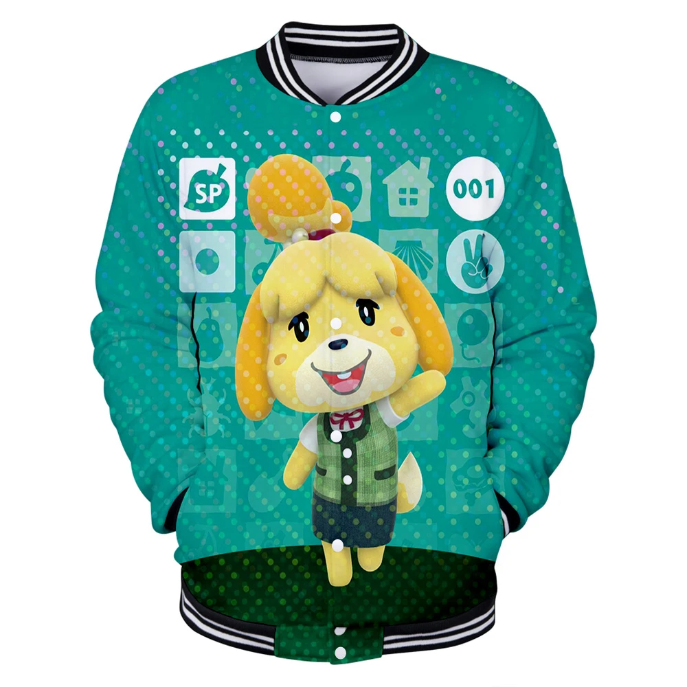 

New Animal Crossing 3D V-neck baseball sportswear game character men's and women's oversized Harajuku street sports jacket