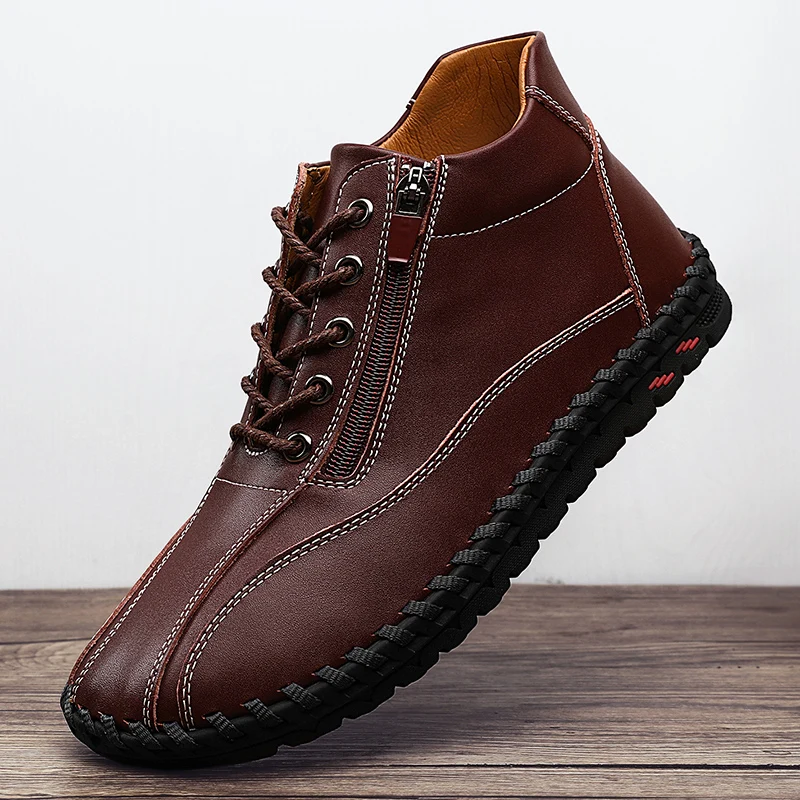 

Men's High-Top Leather Shoes Classic Sewing Soles Fashion Breathable Oxford Shoes Trend Soft Comfortable Casual Martin Shoes