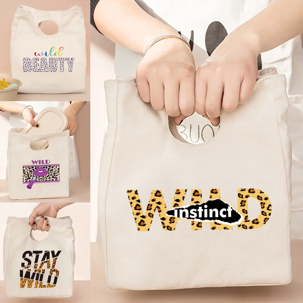 

Холщовая Сумка-тоут, Термосумка для ланча, женская сумка, эко-клатч, сумки для хранения, сумки с рисунком диких пикников, органайзер, дорожны...