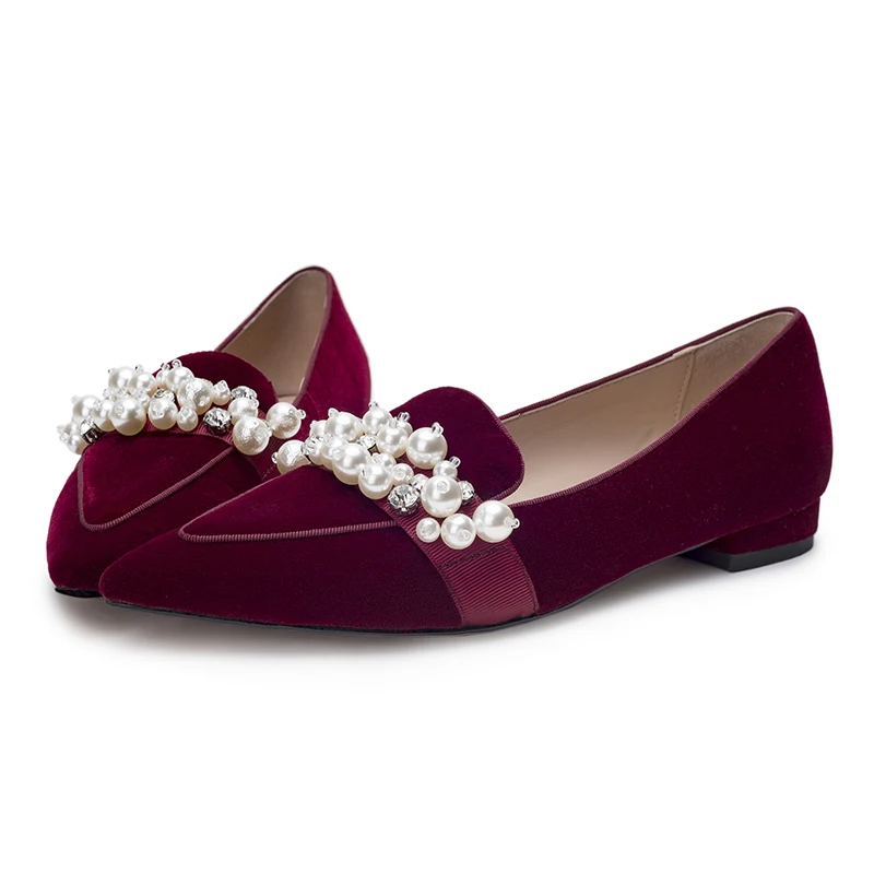 Балетки Lucyever женские с жемчугом натуральная кожа без застежки заостренный носок