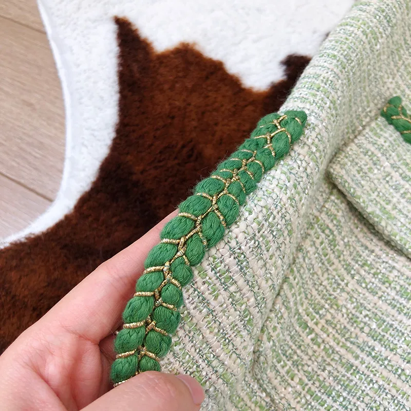 Женский твидовый жилет в клетку HLHPYHB с зелеными полосками|Жилеты и безрукавки| |