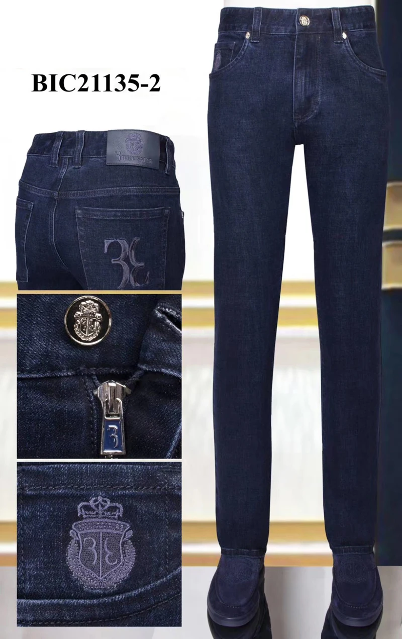 

BILLIONAIRE Jeans winter thick cowhide men 2020 new Business British Cotton embroidery warm high quality big size 31-40