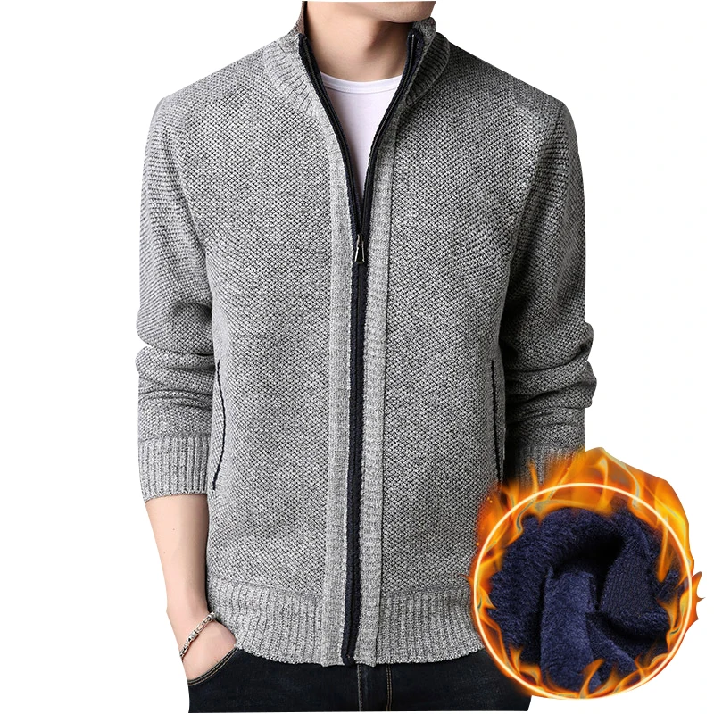 

Осенне-зимний мужской кардиган с воротником-кандарином, плотный теплый мягкий кардиган на молнии, Куртка No Yq, вязаный повседневный мужской ...