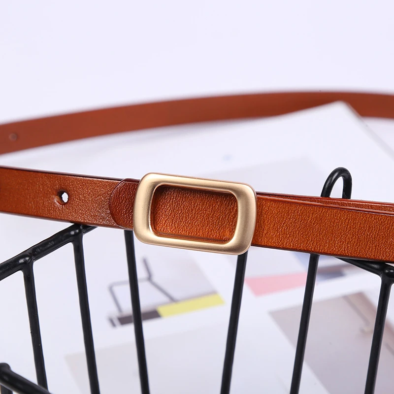 

Suit Thin Belt Small Square Buckle Ladies Cowhide All-match Decorative Belts for Dress/skirt/jeans Top Quality Elegant Waistband