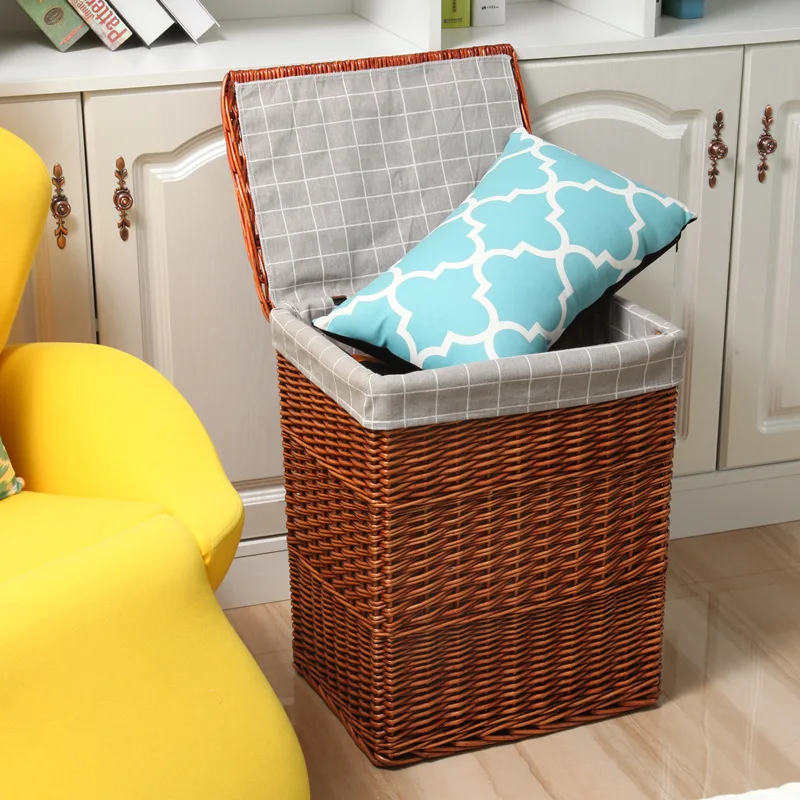 

Laundry Basket Wicker Storage Box Handmade Woven Home Organizer Basket Rattan Dirty Clothes Home Decorative Basket