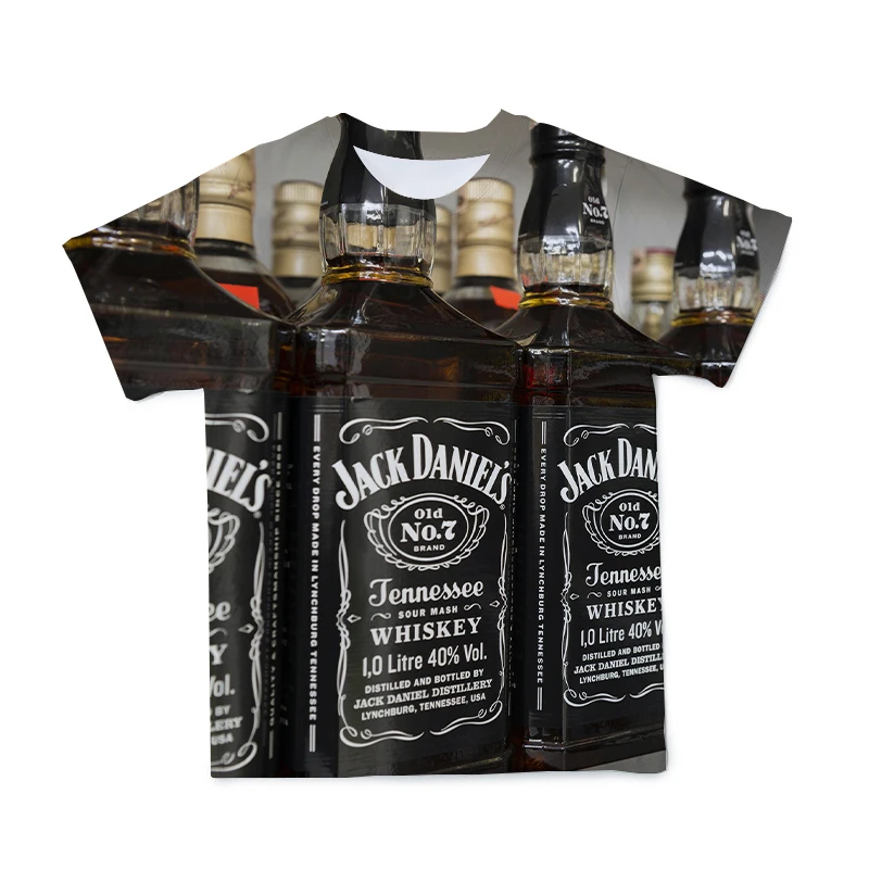 

Summer Men And Women New Style 3D Wine Bottle T-Shirt Clothing Breathable Material Trendy Couple Top Loose Short Sleeve 110-6XL