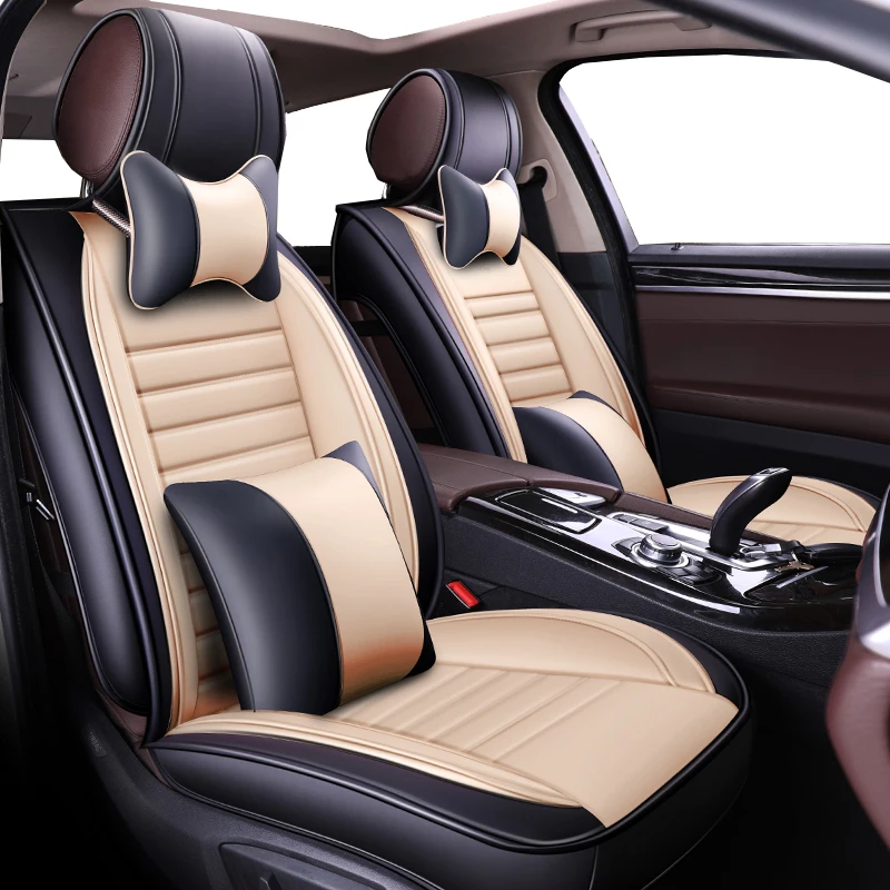 Чехлы для автокресел из искусственной кожи с полным покрытием для mercedes benz class c w202 t202 w203 t203 w204 w205 - Название цвета: Beige  luxury