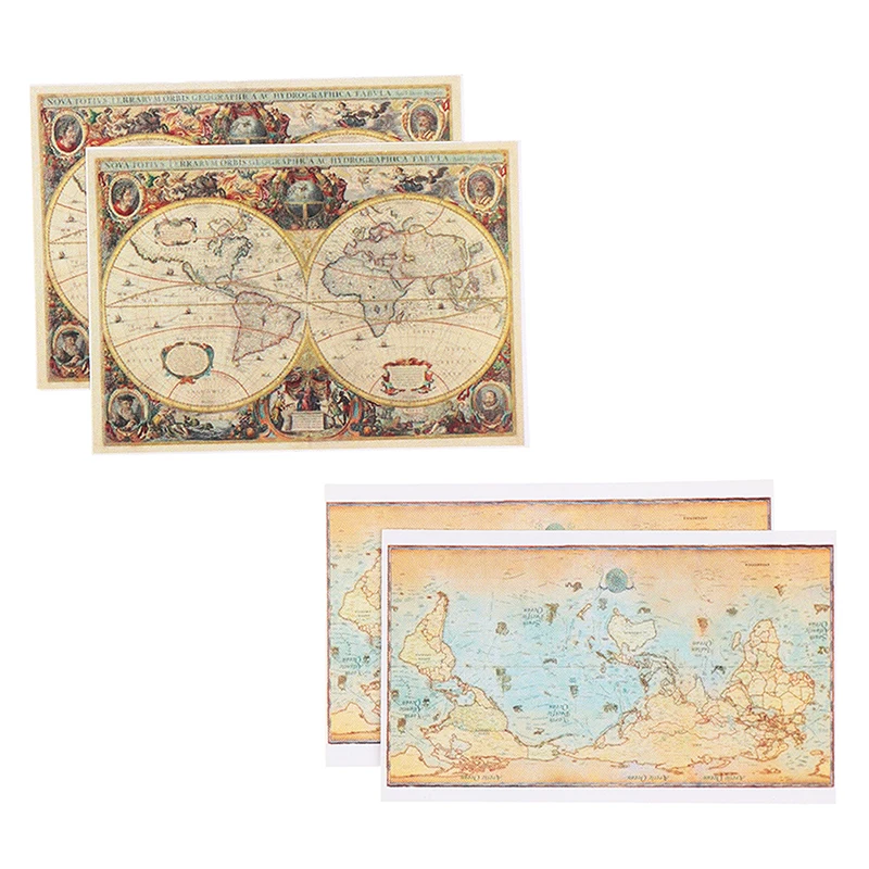 Миниатюрные аксессуары для кукольного домика мини 2 шт. карта мира 1/12 имитация