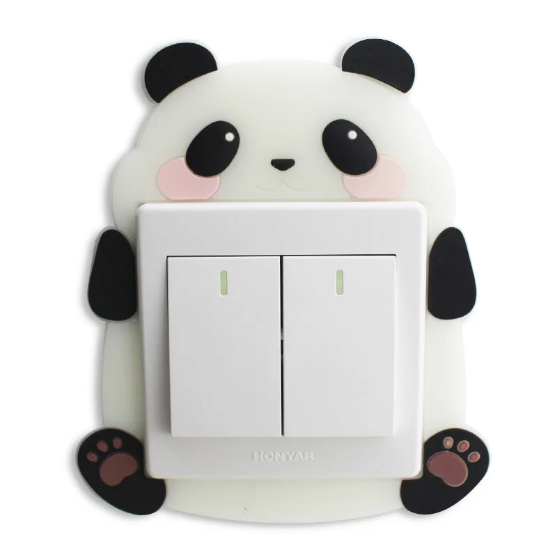 Милый мультфильм 3D наклейки на стену силиконовые переключатель розетка детский