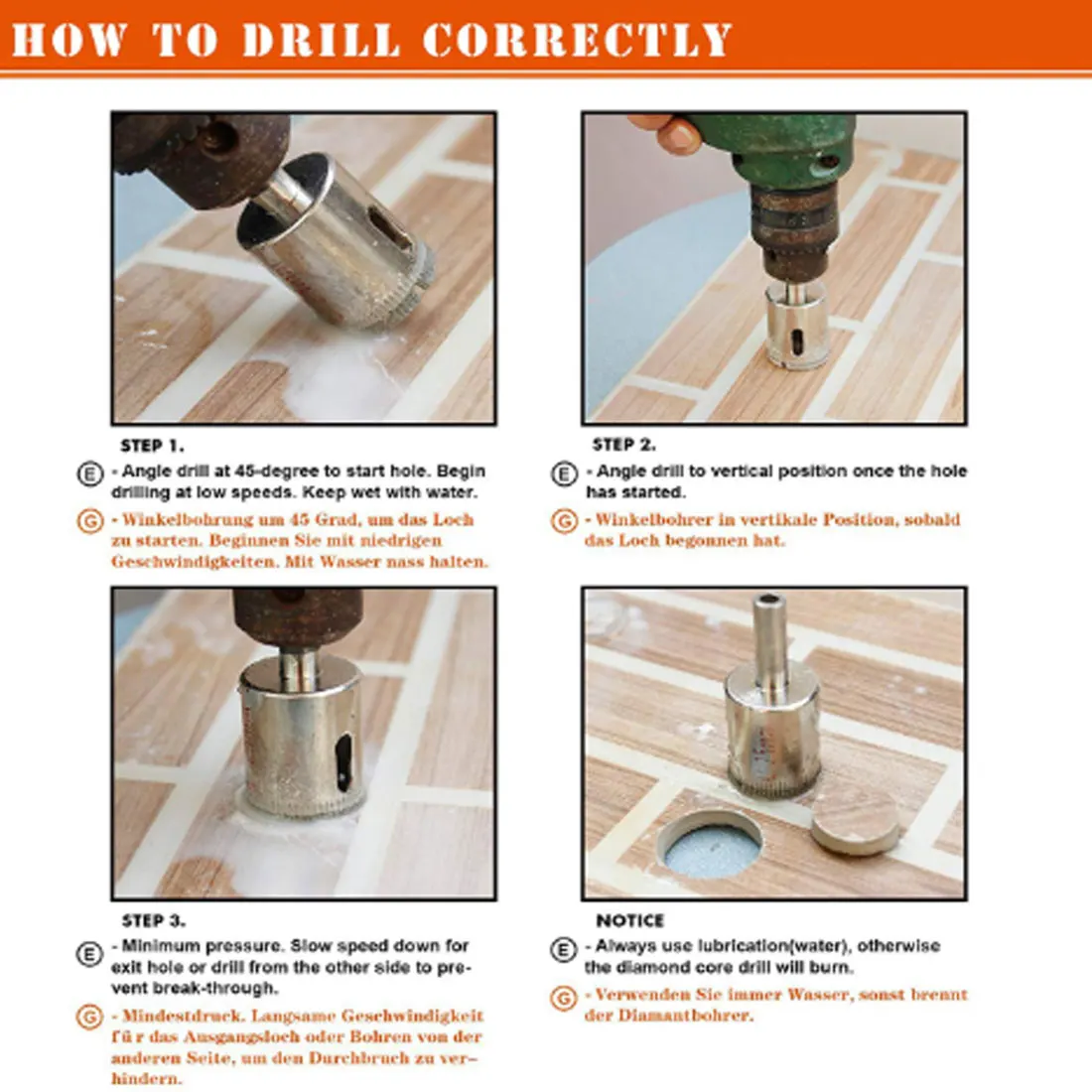 

10pcs Diamond Coated Drill Bit 8-50mm Hole Saw Drill Bit Tool Ceramic Porcelain Glass Marble Drilling Bits For Power Tools