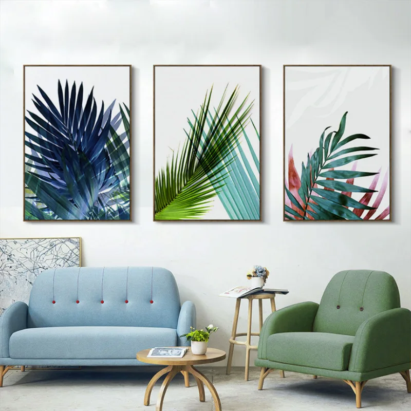 Спрей цвет тропический зеленый Растительный лист декоративная картина на холсте