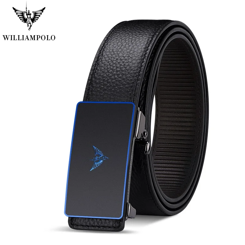 WILLIAMPOLO 2021 Genuine Leather Brand Belt Men Top Quality Luxury Leather Belts for Men Strap Male Metal Automatic Buckle