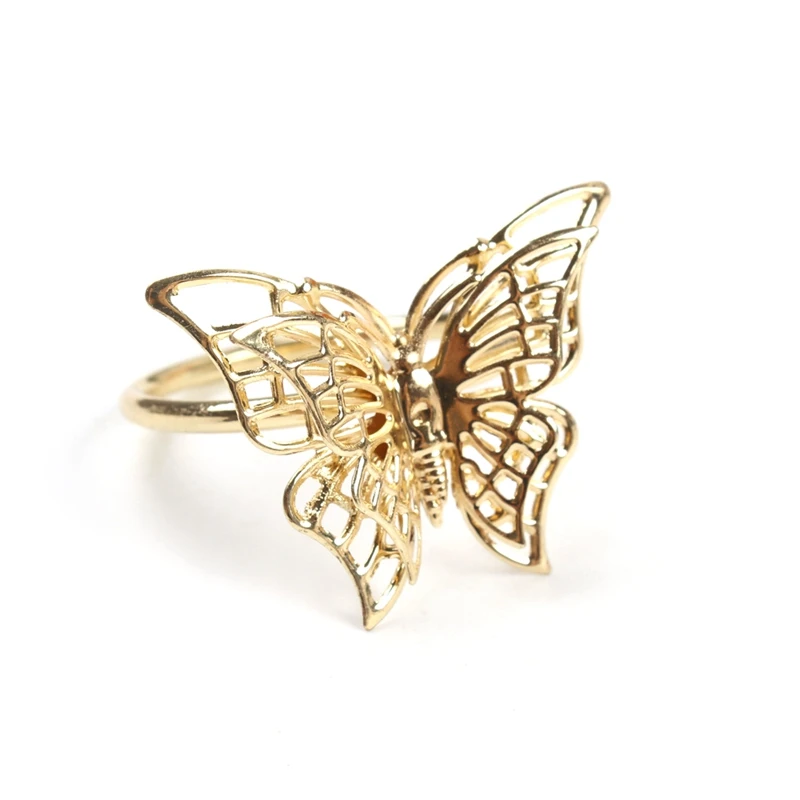 

6Pcs Creative Golden Butterfly Napkin Ring Napkin Buckle Restaurant Napkin Ring Plating Towel Buckle Hotel Table Decoration