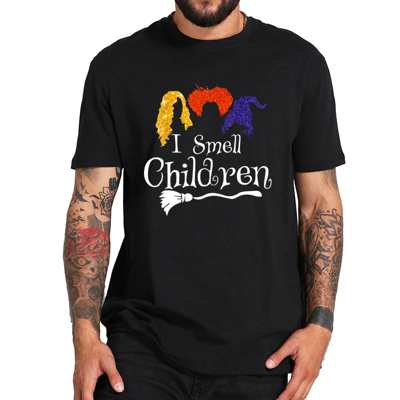 ЕС Размеры 100% хлопковая футболка с надписью I запах Дети T рубашка колдуньи на
