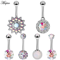 miqiao 1 set body piercing jewelry stainless steel navel ring navel 6 piece set hot sale