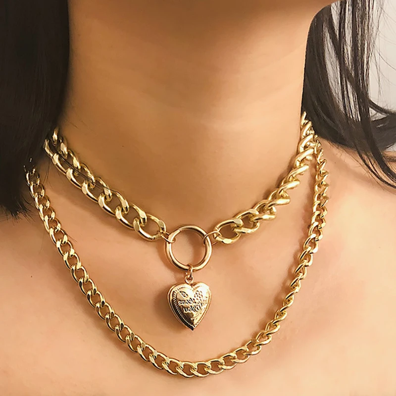 

Retro Creative Love Alloy Pendant can be opened double Women's Necklace
