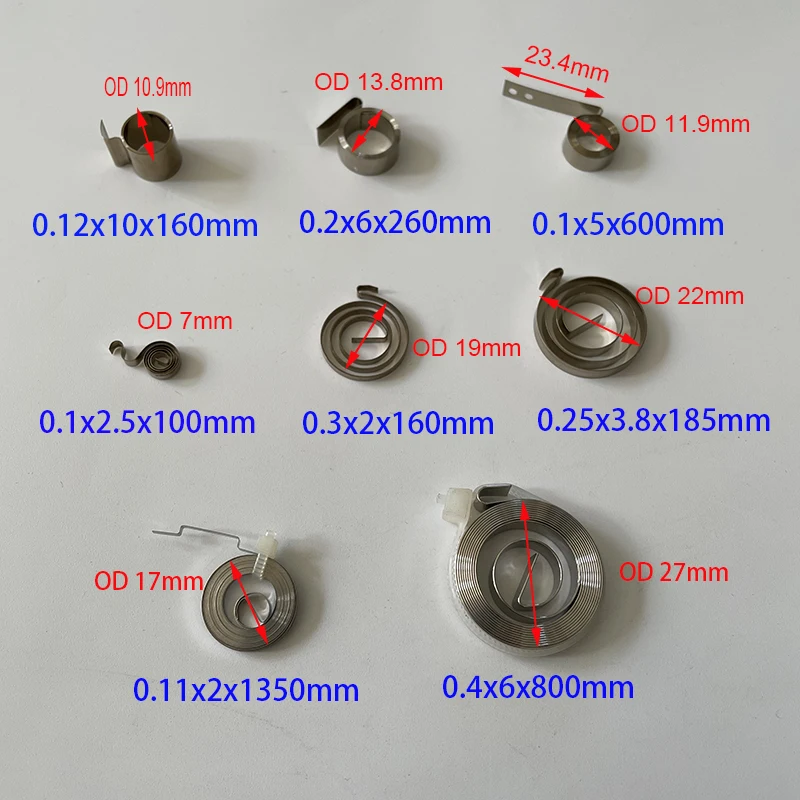 

0.1-0.4mm Stainless steel constant force clockwork spring return device coil spring electronic industry toy industry application