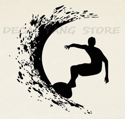 

Sport Ocean Surfing Vinyl Wall Sticker Surfboard Boy Suring Mural Vinyl Decal Boy's Bedroom Removeable Home Decoration 1594