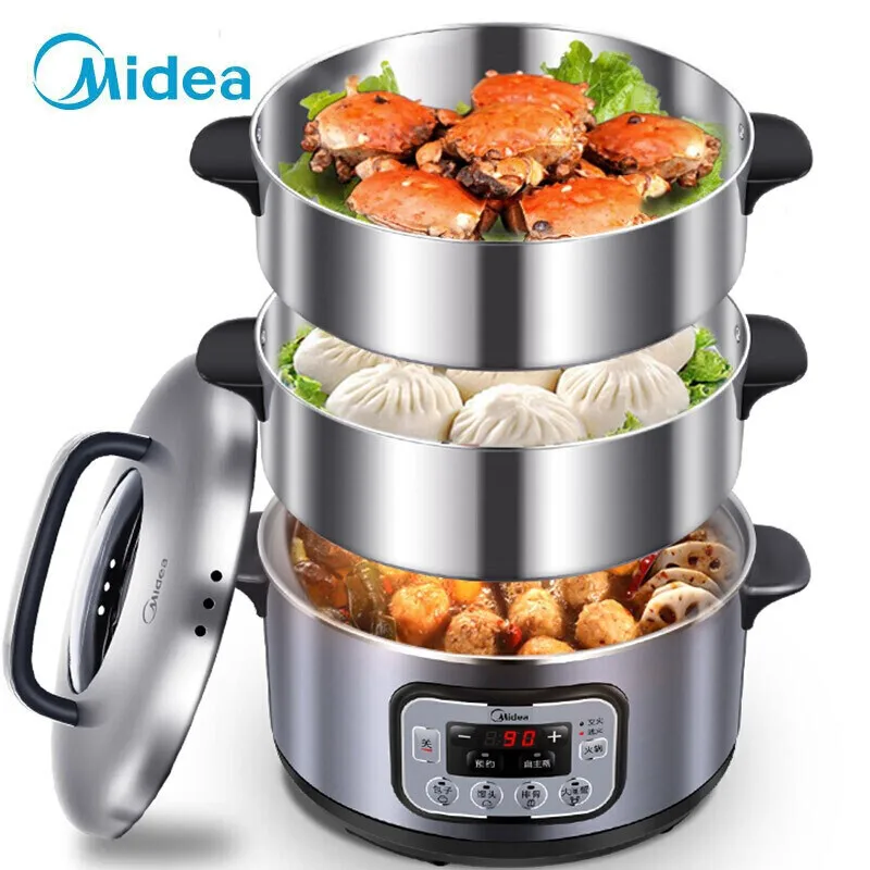 

electric steamer multifunctional household three-layer large-capacity stainless steel steamer for steamed buns steamer