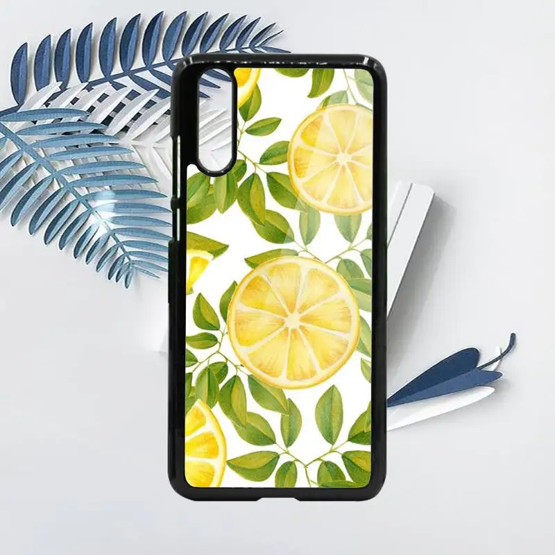 

Summer green leaves fruit lemon peach Phone Cases PC For Samsung galaxy S note 8 9 20 10 e lite2019 plus pro ultra
