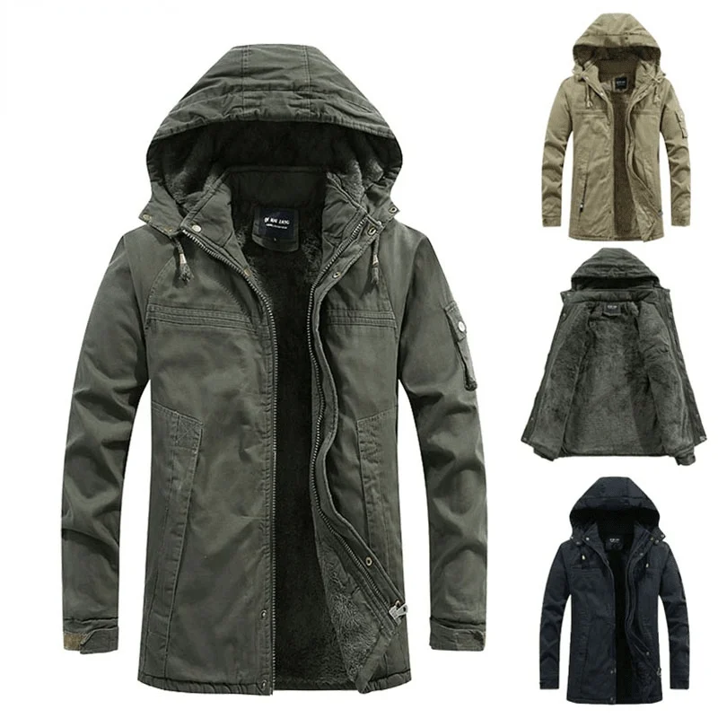 

Мужская теплая куртка из 2021 хлопка, Повседневная ветрозащитная куртка с капюшоном в стиле милитари, новинка ЗИМЫ 100%