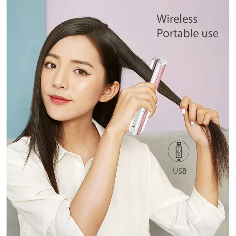 

Hair Straightener 2400mAh Battery Mini Portable Wireless Eletric Flat Iron Ceramic Float Panel Hair Curler Straightening Irons