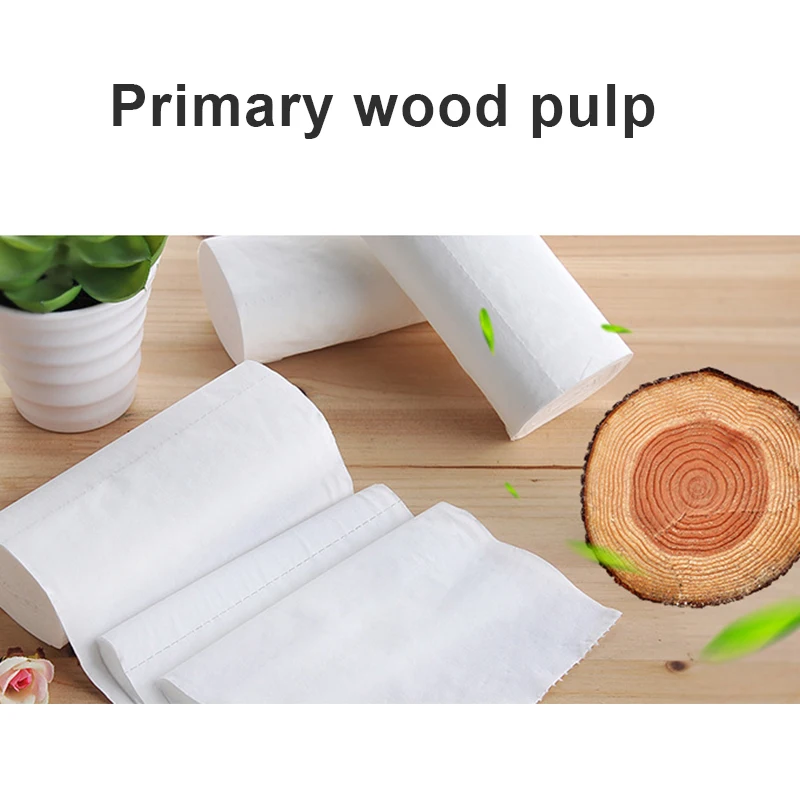 

12pcs Coreless Toilet Paper Roll Household 4-layer Thickened Soft Safe Wood Pulp Toilet Roll EF