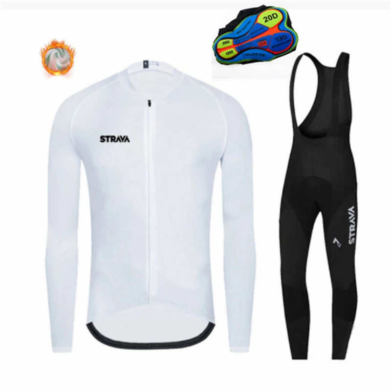 

STRAVA2022 Men's Jersey Bike Road Cycle Under Professional And Pants Bib Shorts Trek Long Sleeve Men Winter 2 Piece Cycling Sets