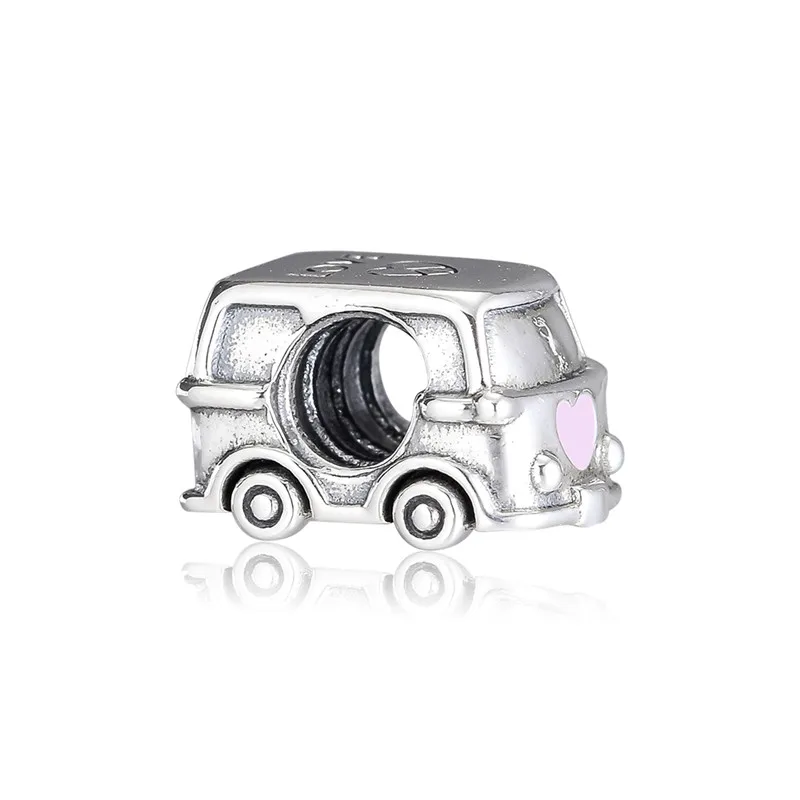 Весна Camper Van Charm бусы для шармов браслеты розового цвета эмаль знак любви сердце