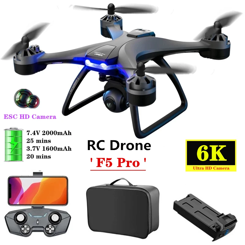 

UAV F5 Pro GPS Drone 6K ESC HD Camera Smart Follow RC Quadcopter Altitude Hold Mode Helicopter Selfie Dron Toy Gift for Children