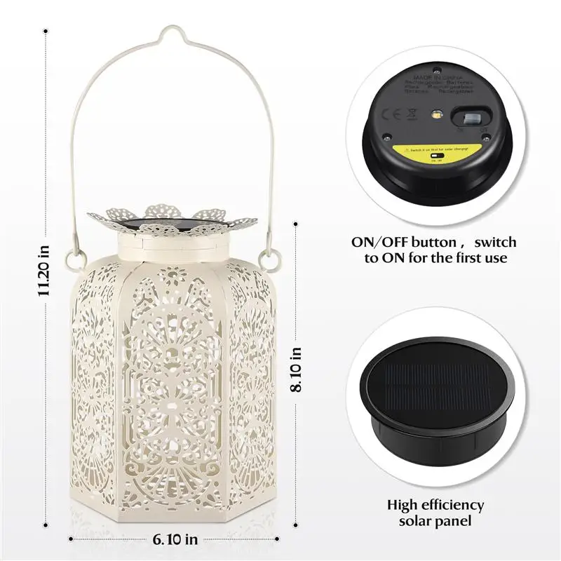 

YUNLIGHTS 2pcs Solar Light LED Lantern Hanging Outdoor Waterproof Photoelectric Sensing Lamp With Carry Handle