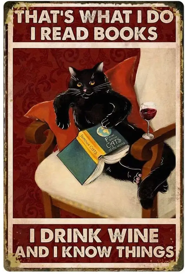 

Металлический жестяной знак для чтения с рисунком кошки, настенный знак, забавный металлический жестяной знак, домашний винтажный художест...