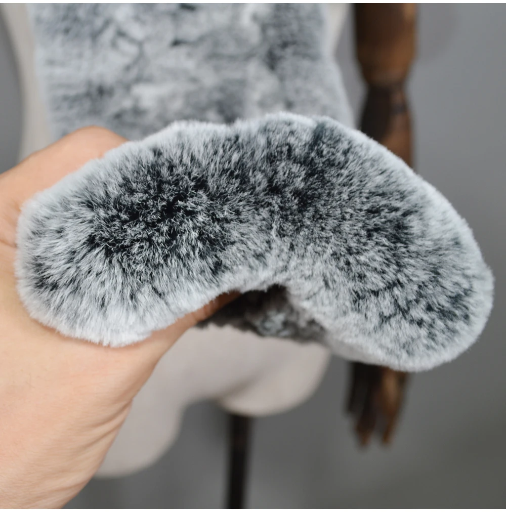 Winter Long Style Women Real Rex Rabbit Fur Scarf Rex Rabbit Fur Warm Soft Ring Scarfs High Quality Knit Rabbit Fur Scarves
