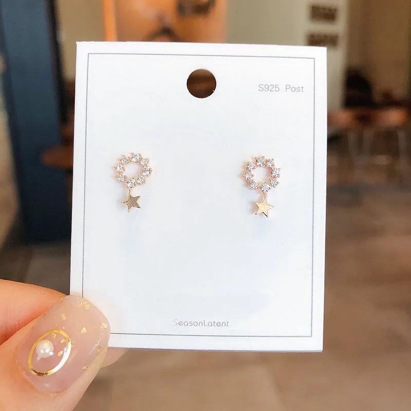 Серьги гвоздики женские из розового золота с фианитом|Серьги-гвоздики| |