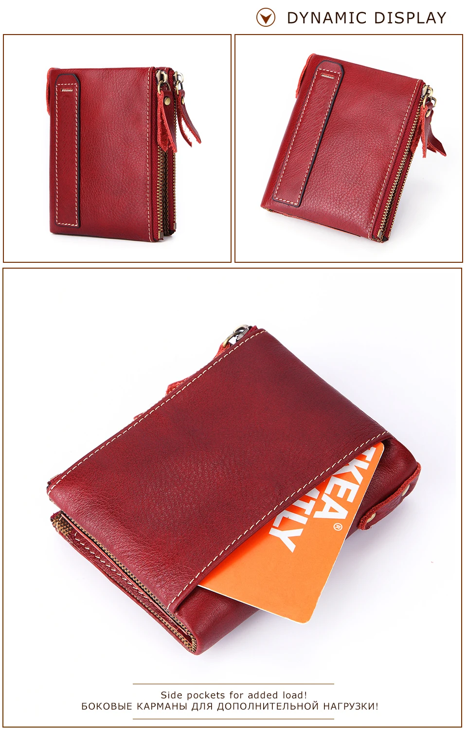 Модные женские кошельки из натуральной кожи с двойной молнией винтажный женский