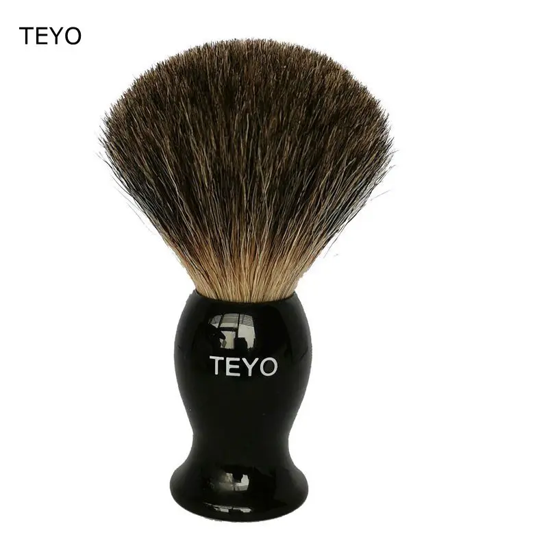 TEYO Pure Badger Hair Shaving Brush of Resin Handle Perfect for Man Wet  Shave Cream Safety Double Edge Razor Beard Brush