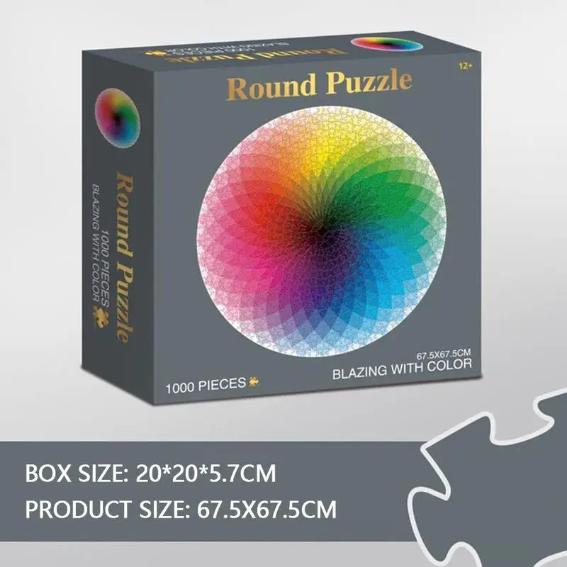 

1000 Pieces Multicolor Rainbow Puzzles Round Geometrical Toy For Adults Educational Puzzles Toy Pattern Puzzle Kids Jigsaw A9X0