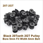 POWGE 5 шт. 20 зубцов 2GT зубчатый шкив диаметр = 6,35 мм подходящая Ширина = 6 мм 2GT Ремень ГРМ 3D части принтера 20 T 20 зубьев GT2 шкив