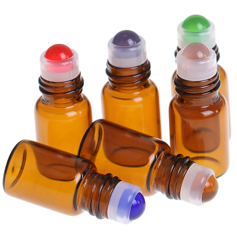 

10pcs Empty 2ml Amber Glass Roll On Bottle Vials With Roller Ball For Essential Oils Perfume Aromatherapy 3 Color